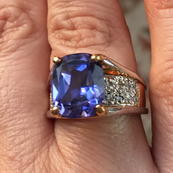 Lab sapphire doublet gold vermeil ring - Picture 6 of 15